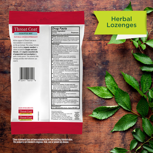Throat Comfort Collection: throat coat packaging with label