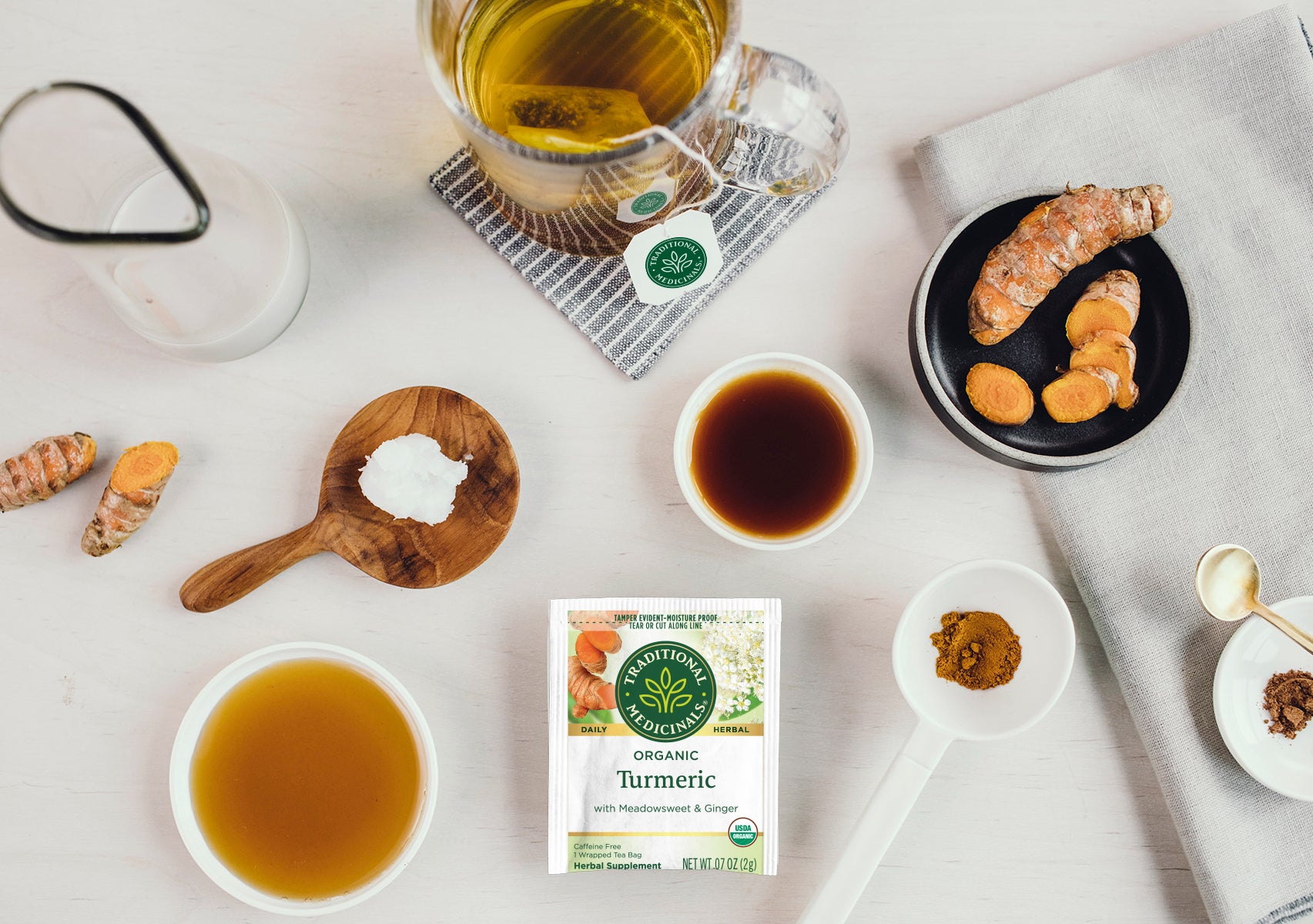 tumeric tea bag with ingredients